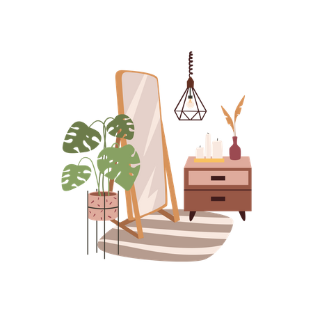 Room with mirror  Illustration