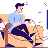 illustration roommates playing video game