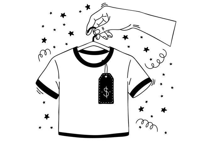 Ropa con etiqueta de precio  Illustration