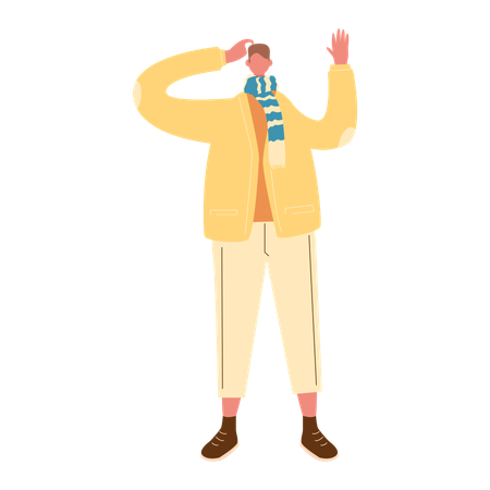 El hombre viste ropa de otoño  Ilustración