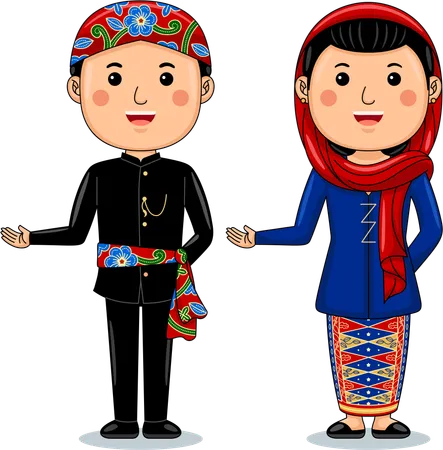 La pareja usa ropa tradicional de Bengkulu Sumatra  Ilustración