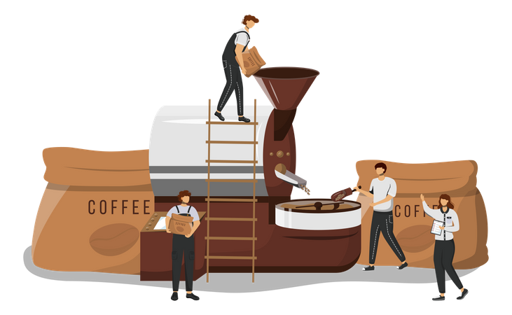 Rösten von Kaffeebohnen  Illustration