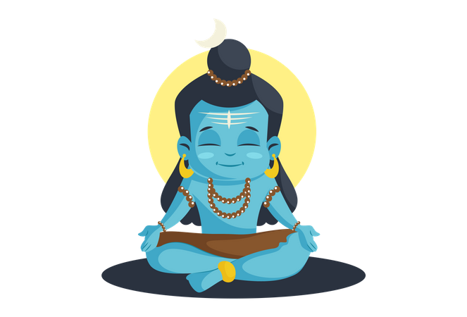Rosto de desenho animado do deus hindu Shiva  Ilustração
