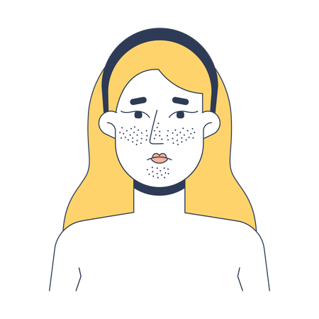 Rosto de mulher loira com cravos  Ilustração