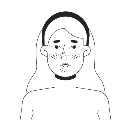 Rosto de mulher loira com cravos  Ilustração