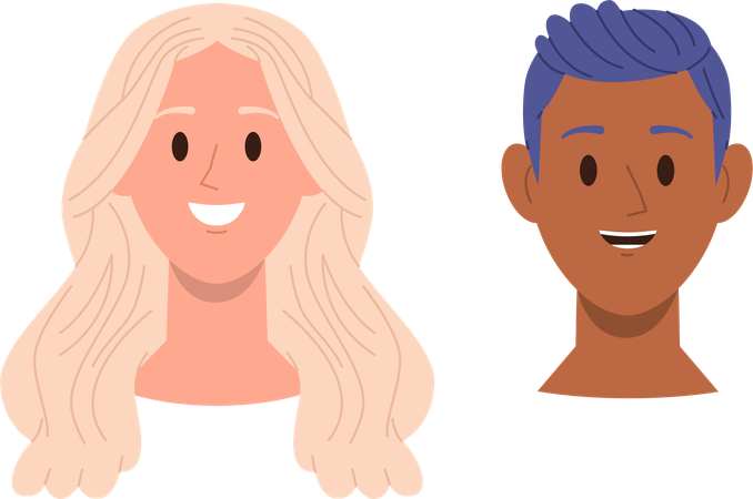 Rosto sorridente feliz de homem e mulher com cabelo saudável  Illustration