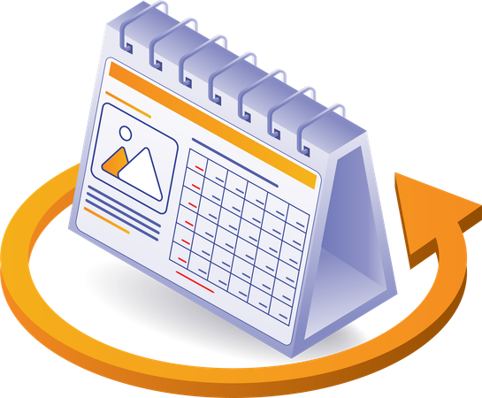 Rotação do círculo da seta do tempo no calendário  Illustration