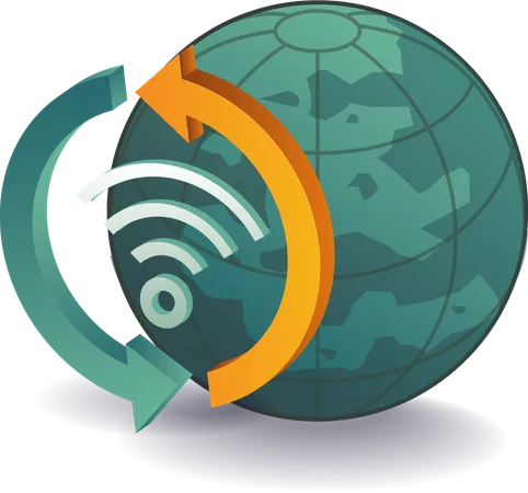 Rotation du signal Internet Wi-Fi mondial  Illustration