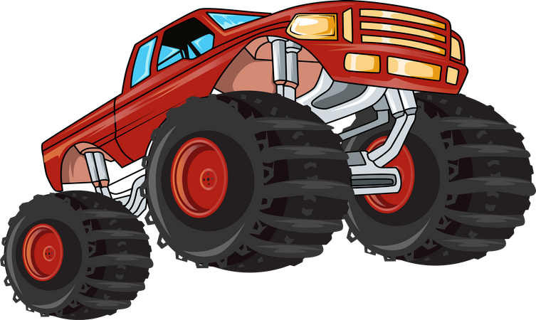 Roter Monstertruck im Gelände  Illustration