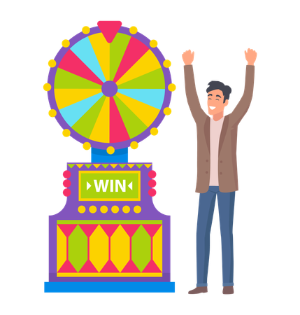 Roulette and Player, Game Machine, Fortune  イラスト