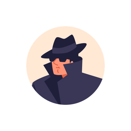 Round avatar of man in dark glasses  Illustration