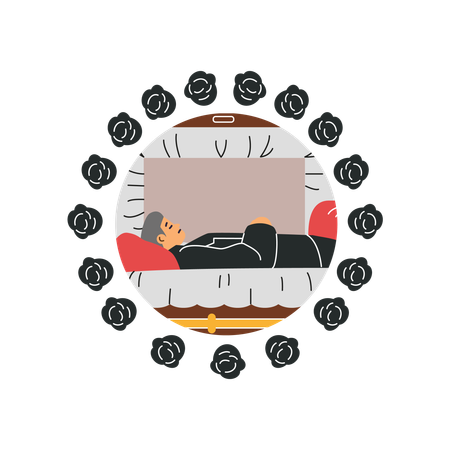 Round frame with black flowers  Illustration