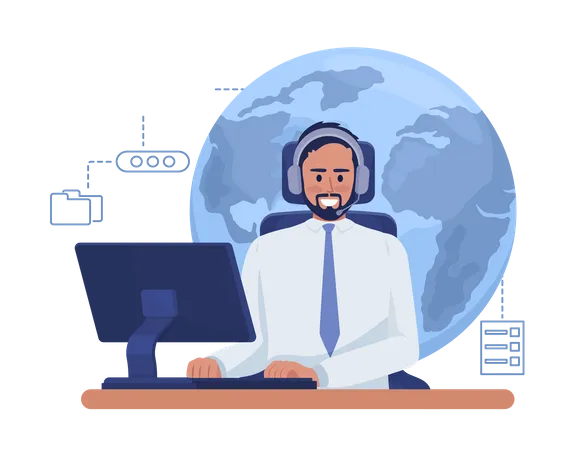 Round-the-clock support service  Illustration