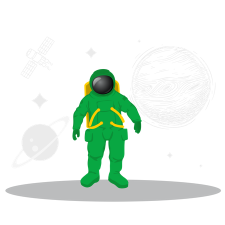 Astronauta com roupas espaciais  Ilustração