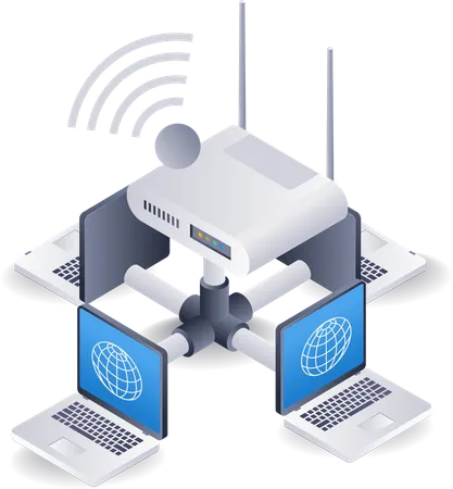 Router Usage Network  Illustration