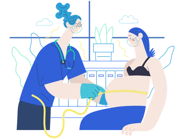 Routine pregnancy checkup Illustration