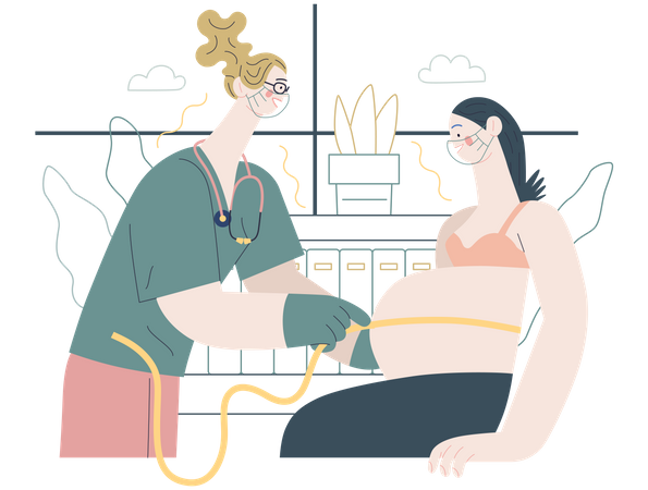 Routine pregnancy checkup Illustration