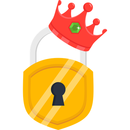 Royal Security Padlock Gold Crown Encryption  Illustration
