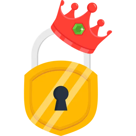 Royal Security Padlock Gold Crown Encryption  Illustration