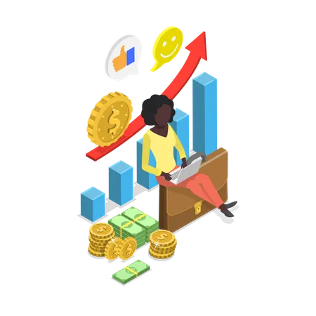 3 D Isometric Flat Vector Illustration Of Royalty From Investments Financial Wealth Illustration
