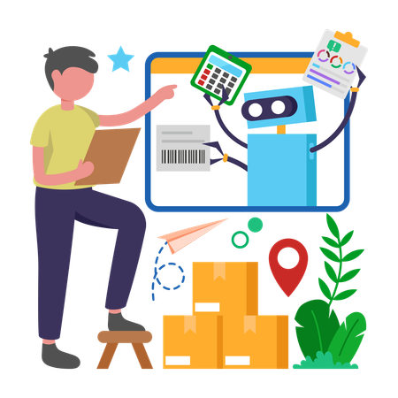 小売業におけるRPA  イラスト