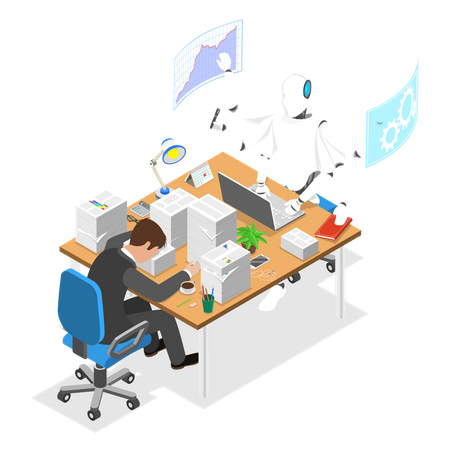 RPA vs manual labor  Illustration