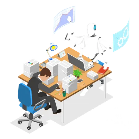 RPA vs manual labor  Illustration