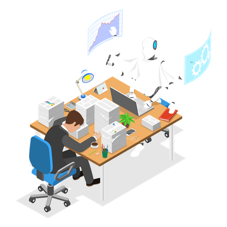 RPA versus trabalho manual  Ilustração