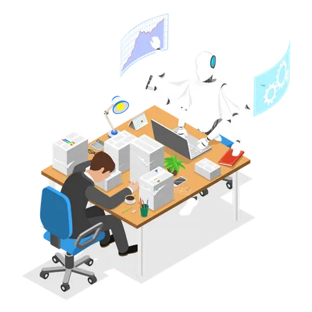 RPA versus trabalho manual  Ilustração