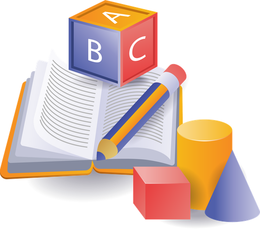 Rubiks cube with open book  イラスト