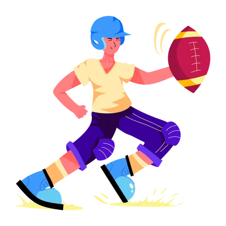 A Flat Illustration Of Rugby Player Illustration