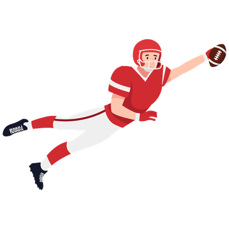 Rugby Player Diving To Catch Ball  Illustration