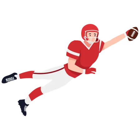 Rugby Player Diving To Catch Ball  Illustration