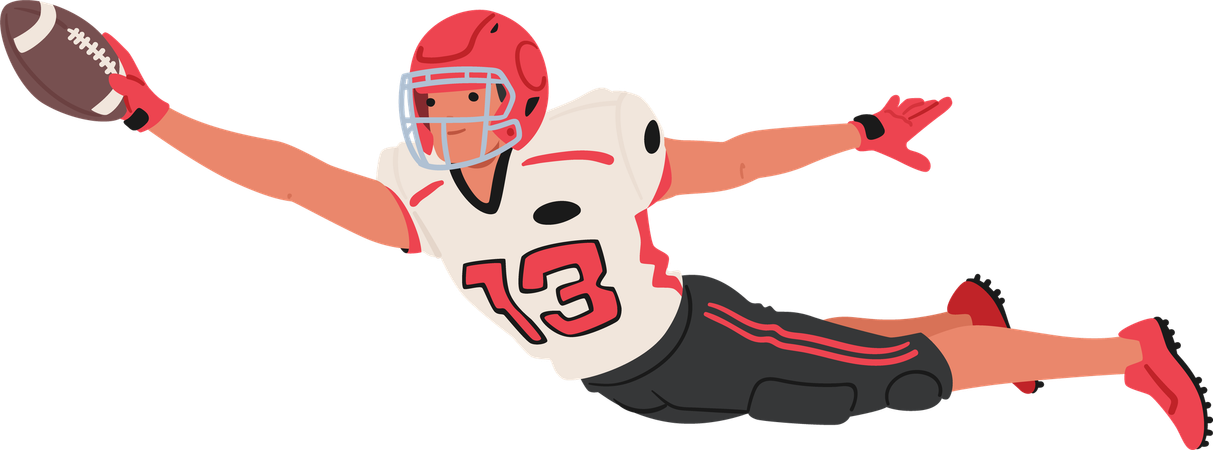 Rugby Player holding football while jumping  Illustration