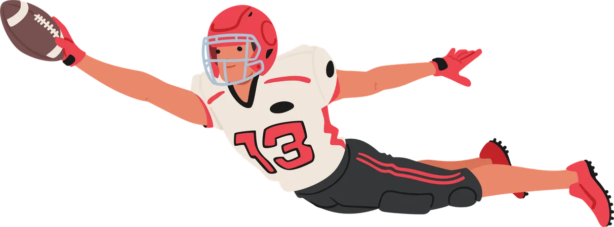 Rugby Player holding football while jumping  Illustration