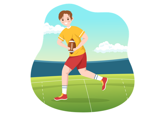 Rugby player holding rugby ball  イラスト
