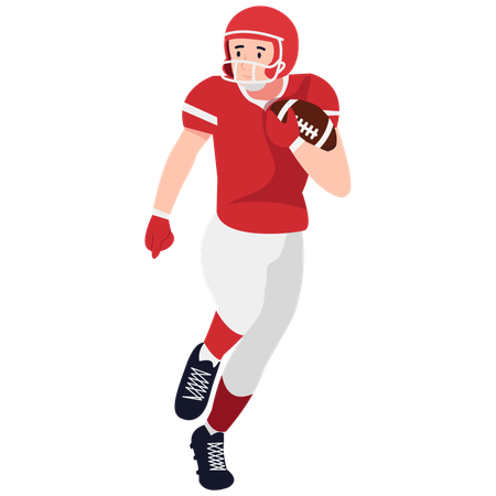 Rugby player Running Back Holding Ball  Illustration