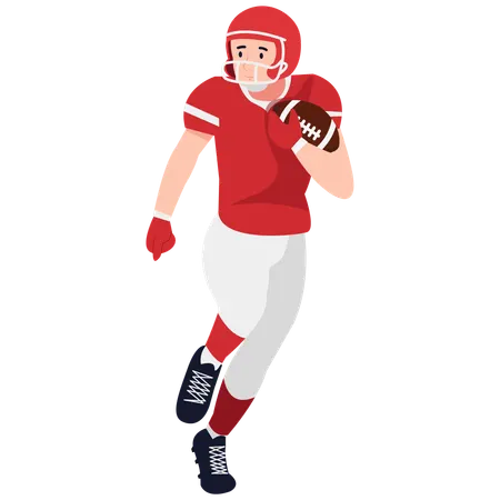 Rugby player Running Back Holding Ball  Illustration