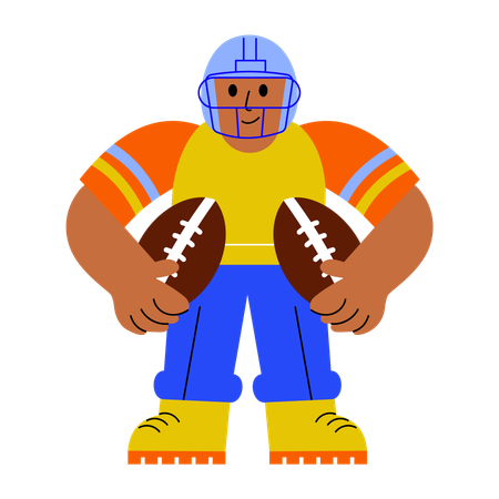 Rugby player standing with rugby ball  Illustration