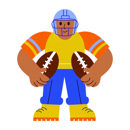 Rugby player standing with rugby ball  Illustration