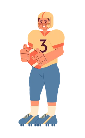 Rugby Player Wearing American Football Uniform Semi Flat Colorful Vector Character Rugby College Editable Full Body Person On White Simple Cartoon Spot Illustration For Web Graphic Design Illustration