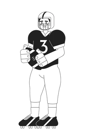 Rugby Player Wearing American Football Uniform Monochromatic Flat Vector Character Rugby College Editable Thin Line Full Body Person On White Simple Bw Cartoon Spot Image For Web Graphic Design Illustration