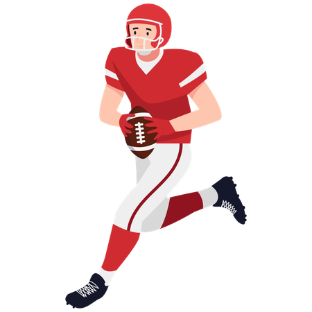 Rugby Quarterback Holding Football  Illustration