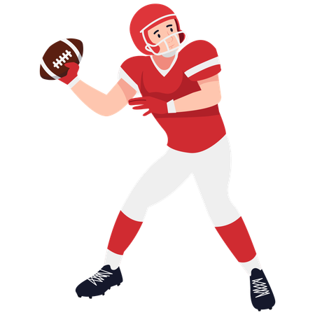 Rugby Quarterback Throwing Pass  Illustration