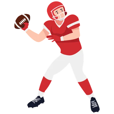 Rugby Quarterback Throwing Pass  Illustration