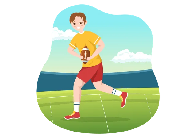 Rugby-Spieler mit Rugbyball  Illustration