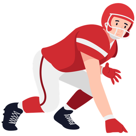 Rugbyspieler in Lineman-Startposition  Illustration