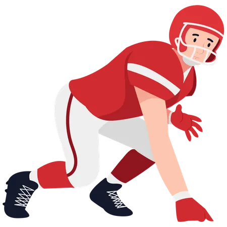 Rugbyspieler in Lineman-Startposition  Illustration