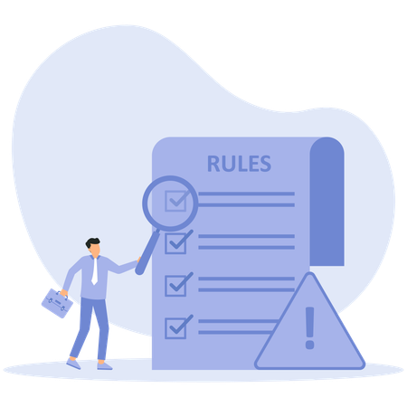 Rules check and finish writing rules and regulations document rules  Illustration