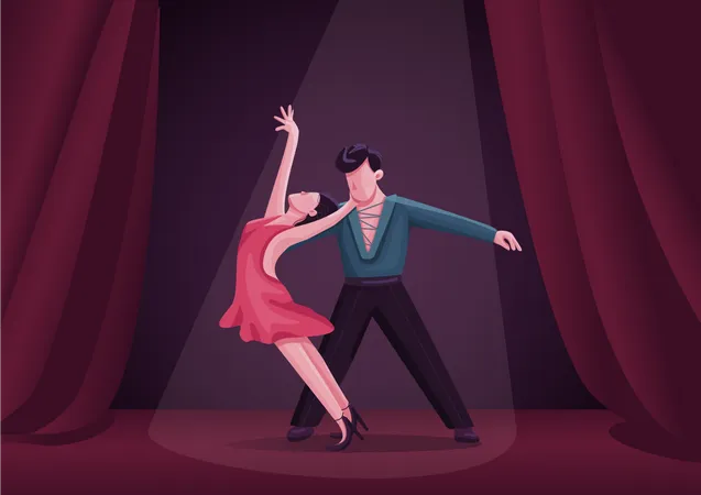 Rumba dancers couple  Illustration